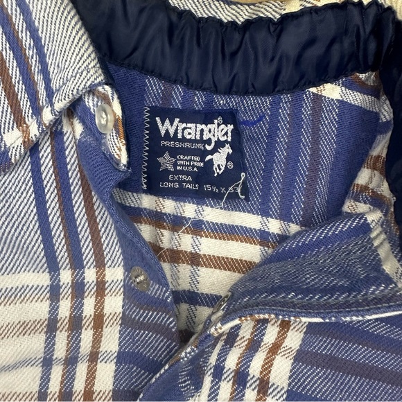Vintage Mens WRANGLER Preshrunk Snap Up Flannel Western Dress Shirt Size 15.5-33 - Picture 5 of 10